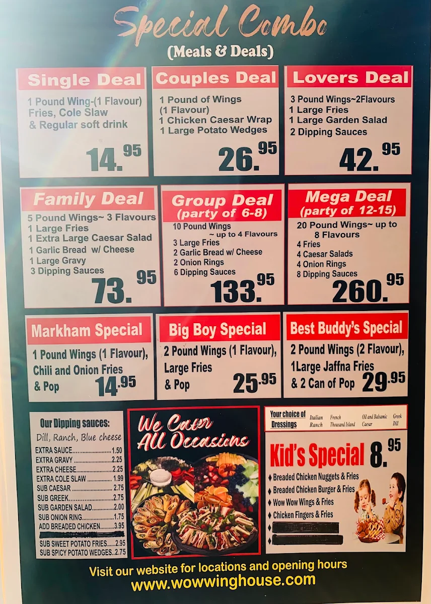 Menu, Wow! Wing House