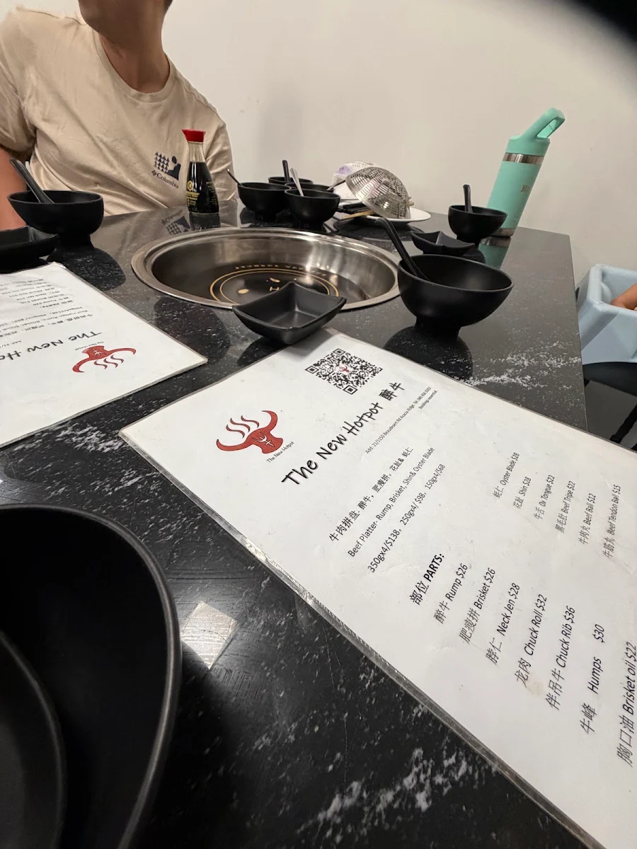 Menu, The New Hotpot 醉牛