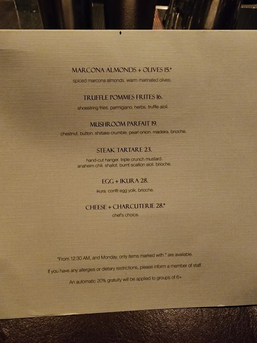 Menu, Toby's Pub & Eatery