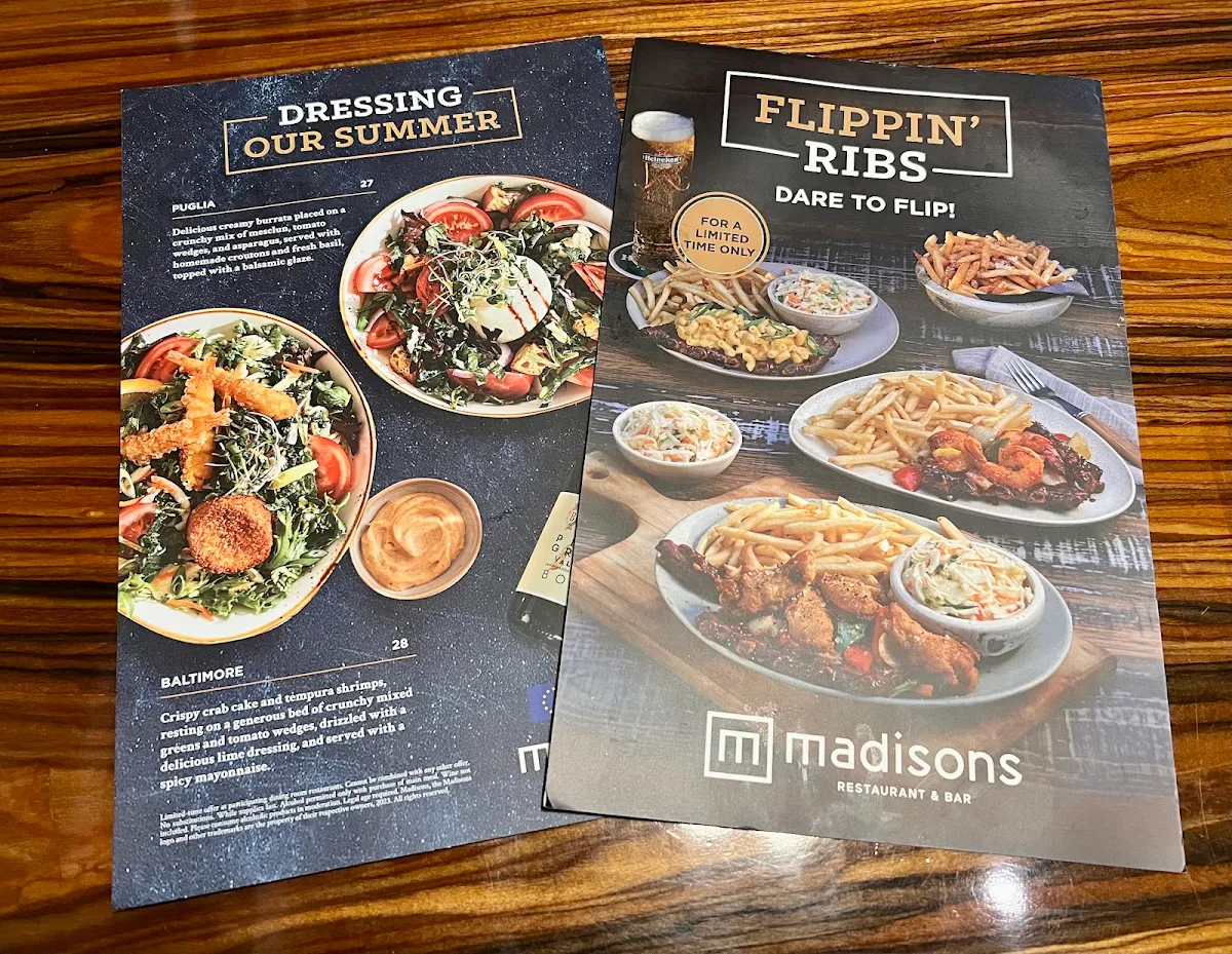 Menu, Madisons Restaurant & Bar
