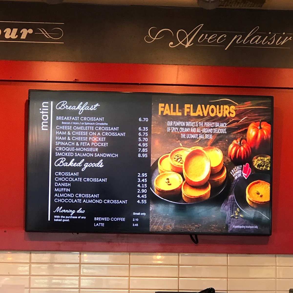 Menu, Au Pain Doré