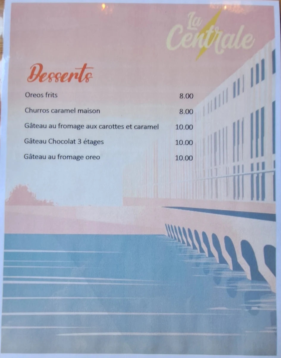 Menu, La Centrale - Microbrasserie