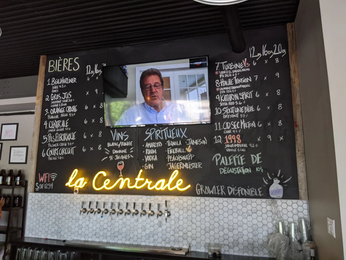 Menu, La Centrale - Microbrasserie