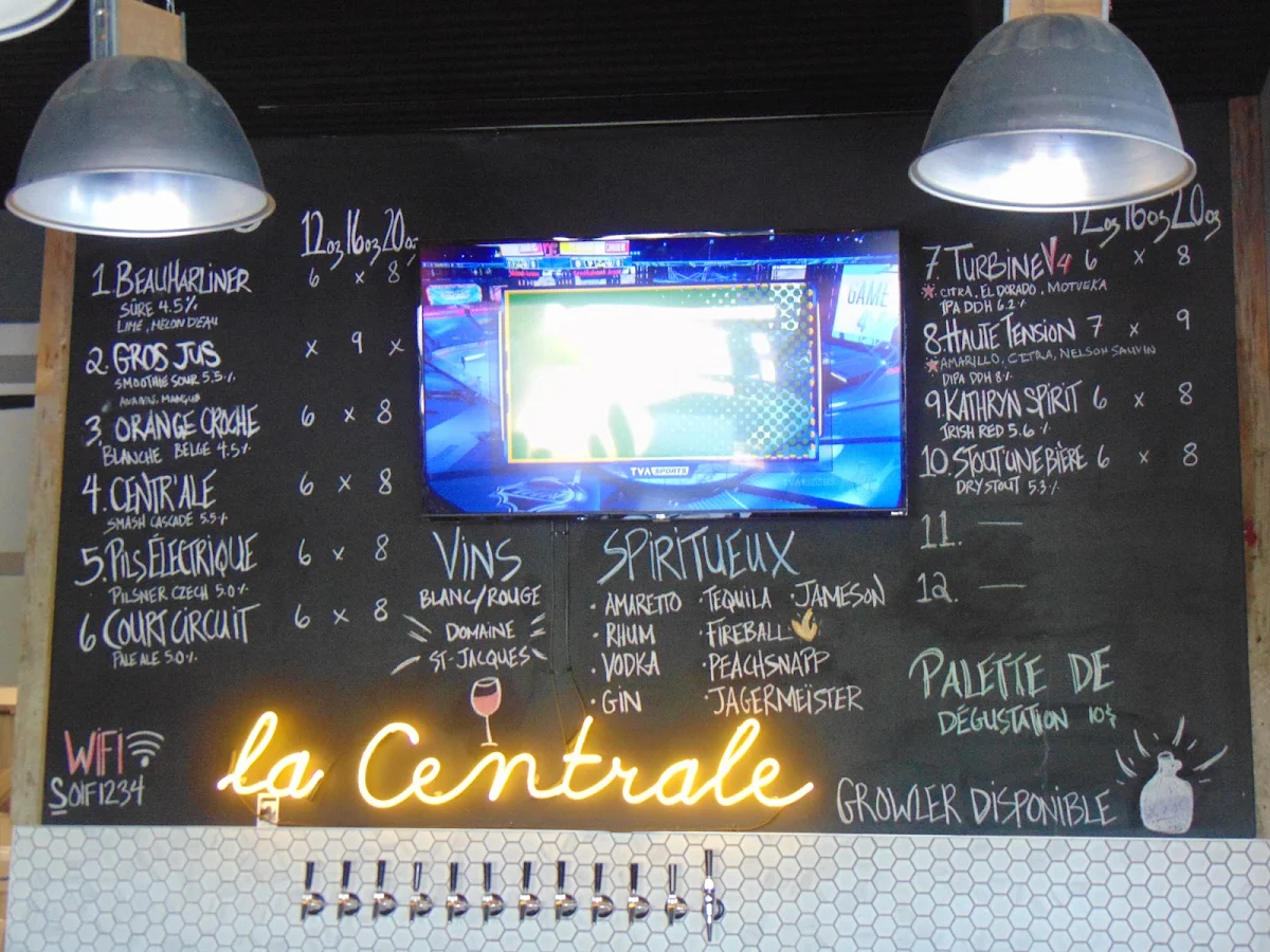 Menu, La Centrale - Microbrasserie