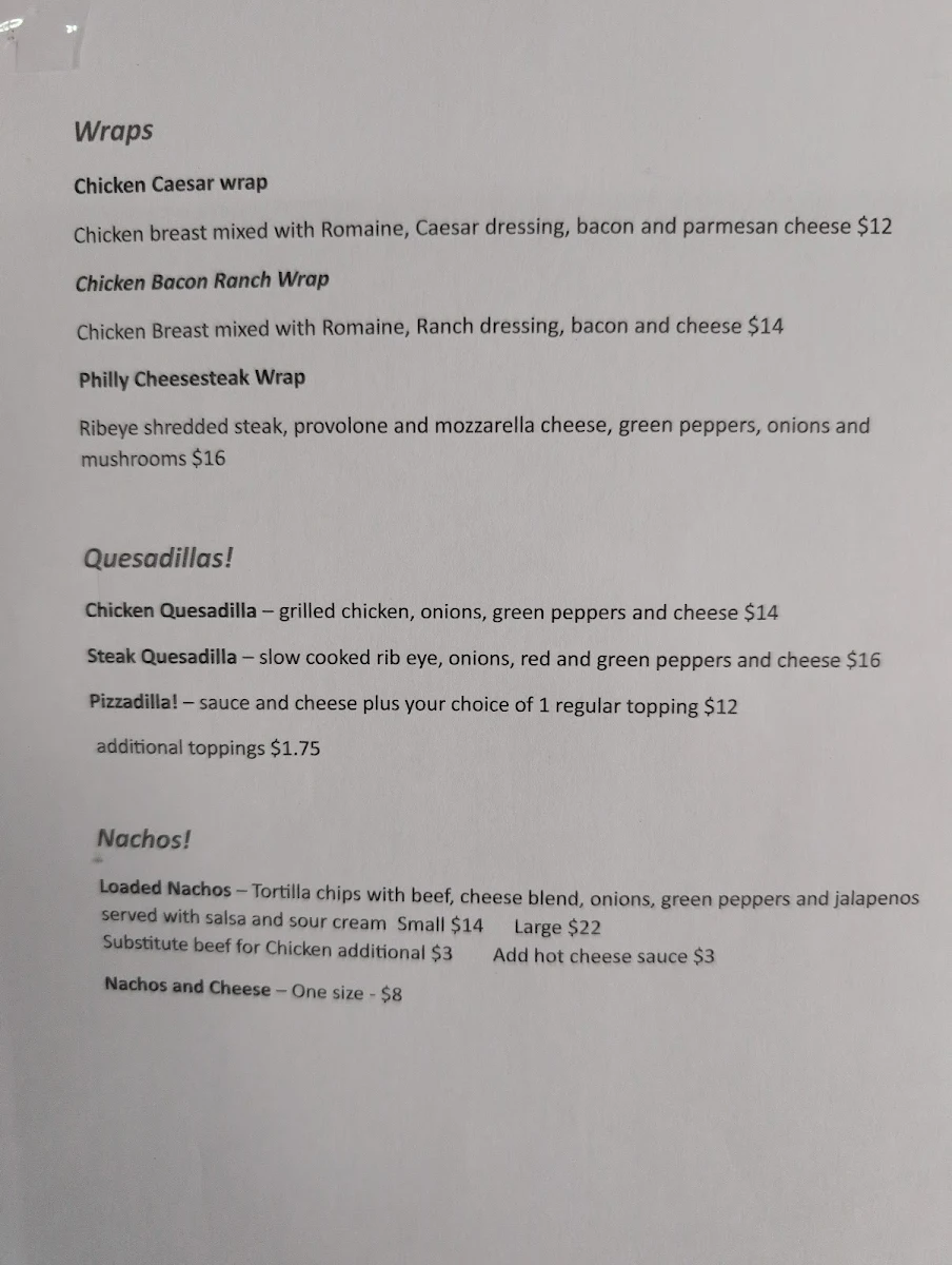 Menu, Haliburton Pizza Pasta Plus