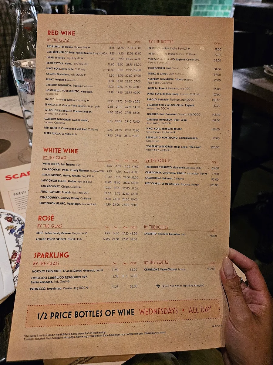 Menu, Scaddabush Italian Kitchen & Bar Whitby