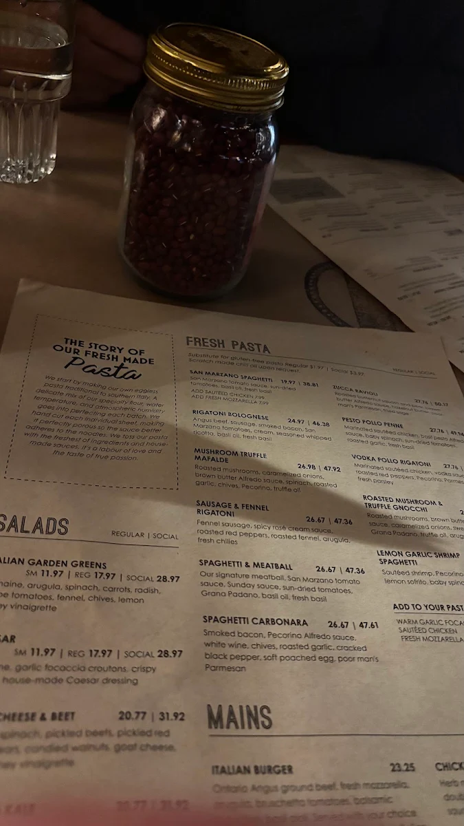 Menu, Scaddabush Italian Kitchen & Bar Whitby