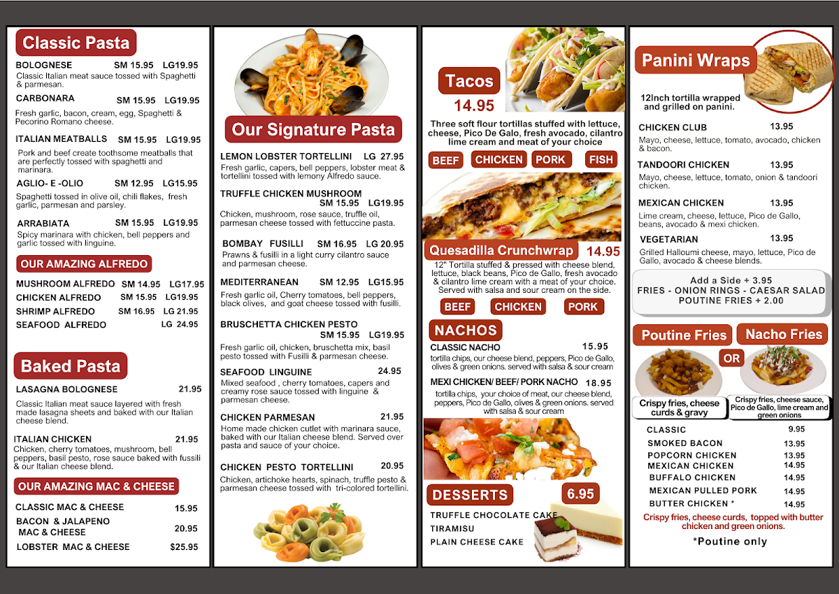 Menu, Pasta Kulture