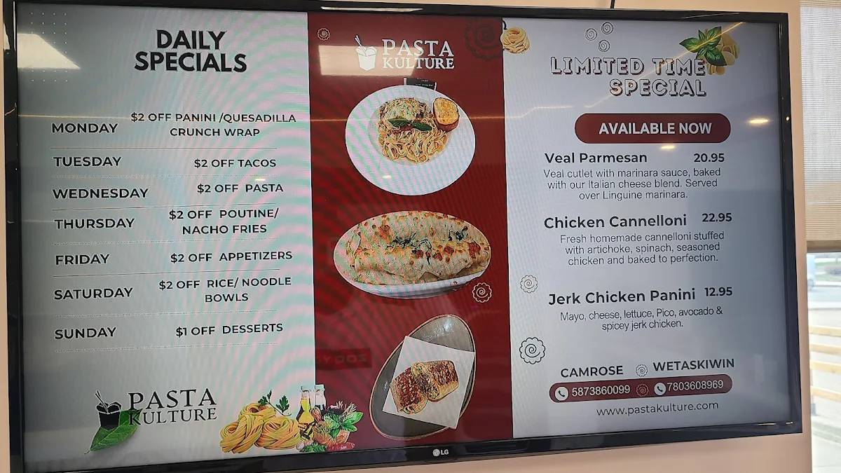 Menu, Pasta Kulture