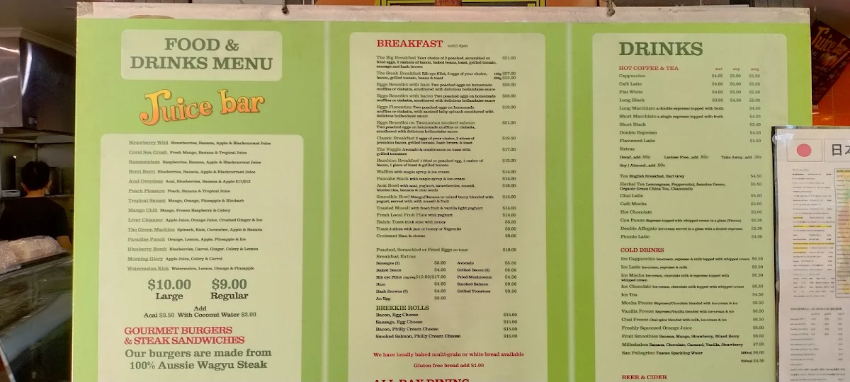 Menu, Coast Roast Coffee