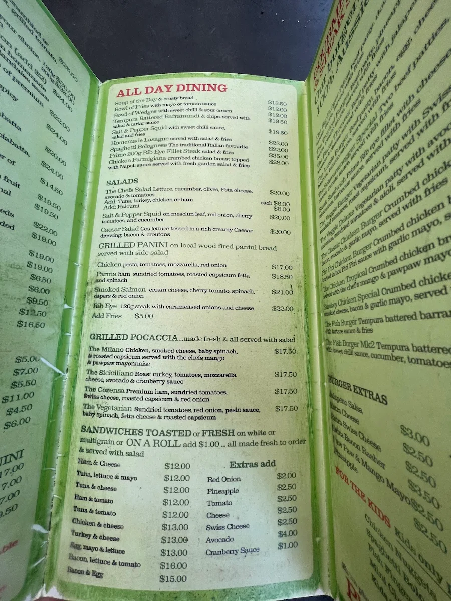 Menu, Coast Roast Coffee
