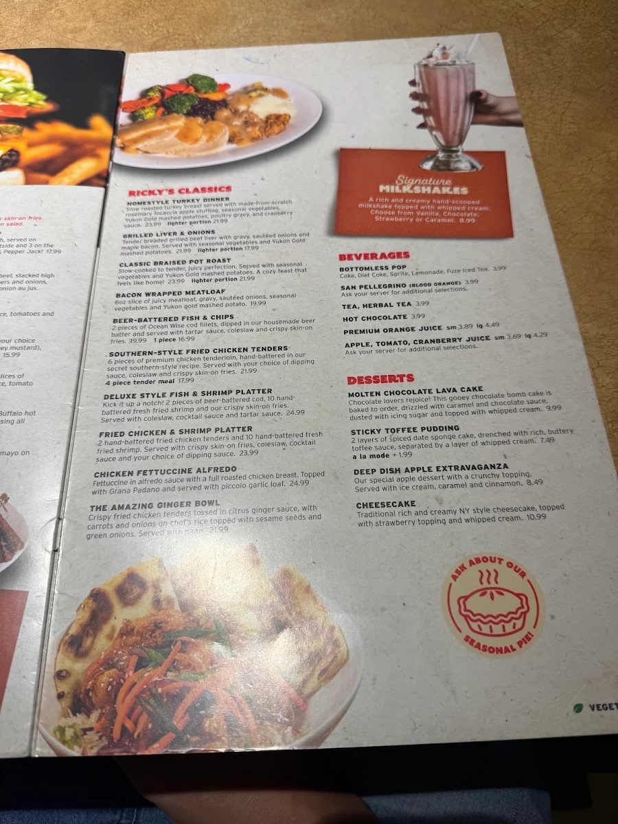Menu, Ricky's Country - Schoolhouse