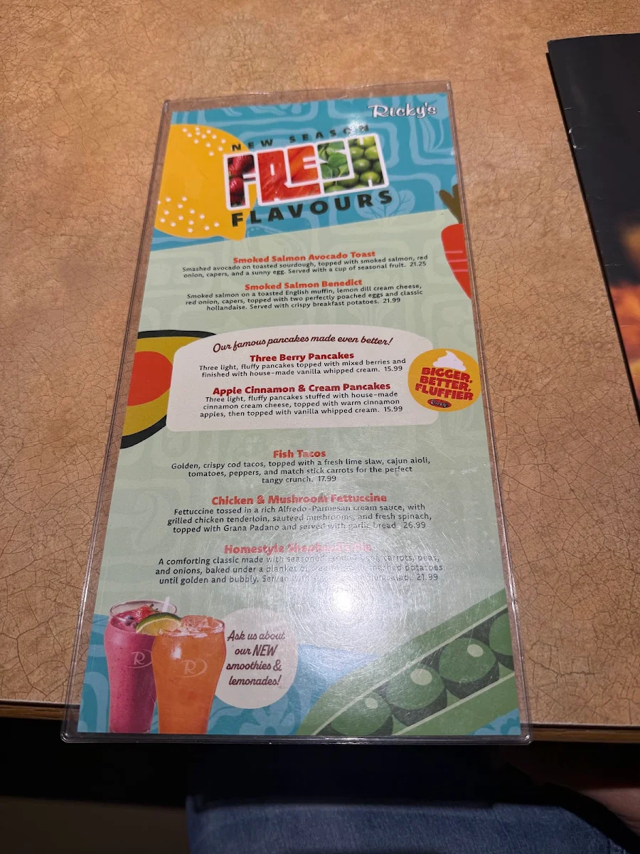Menu, Ricky's Country - Schoolhouse