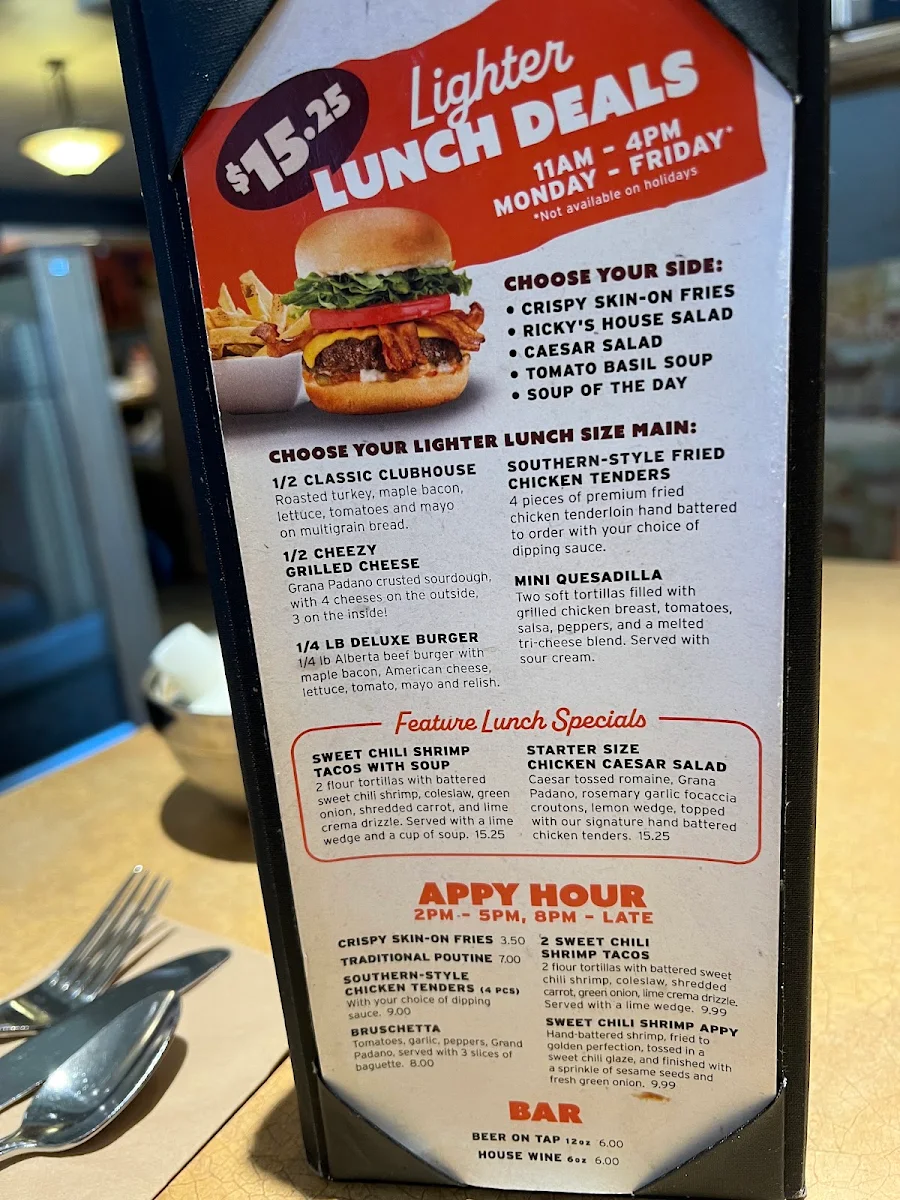 Menu, Ricky's Country - Schoolhouse