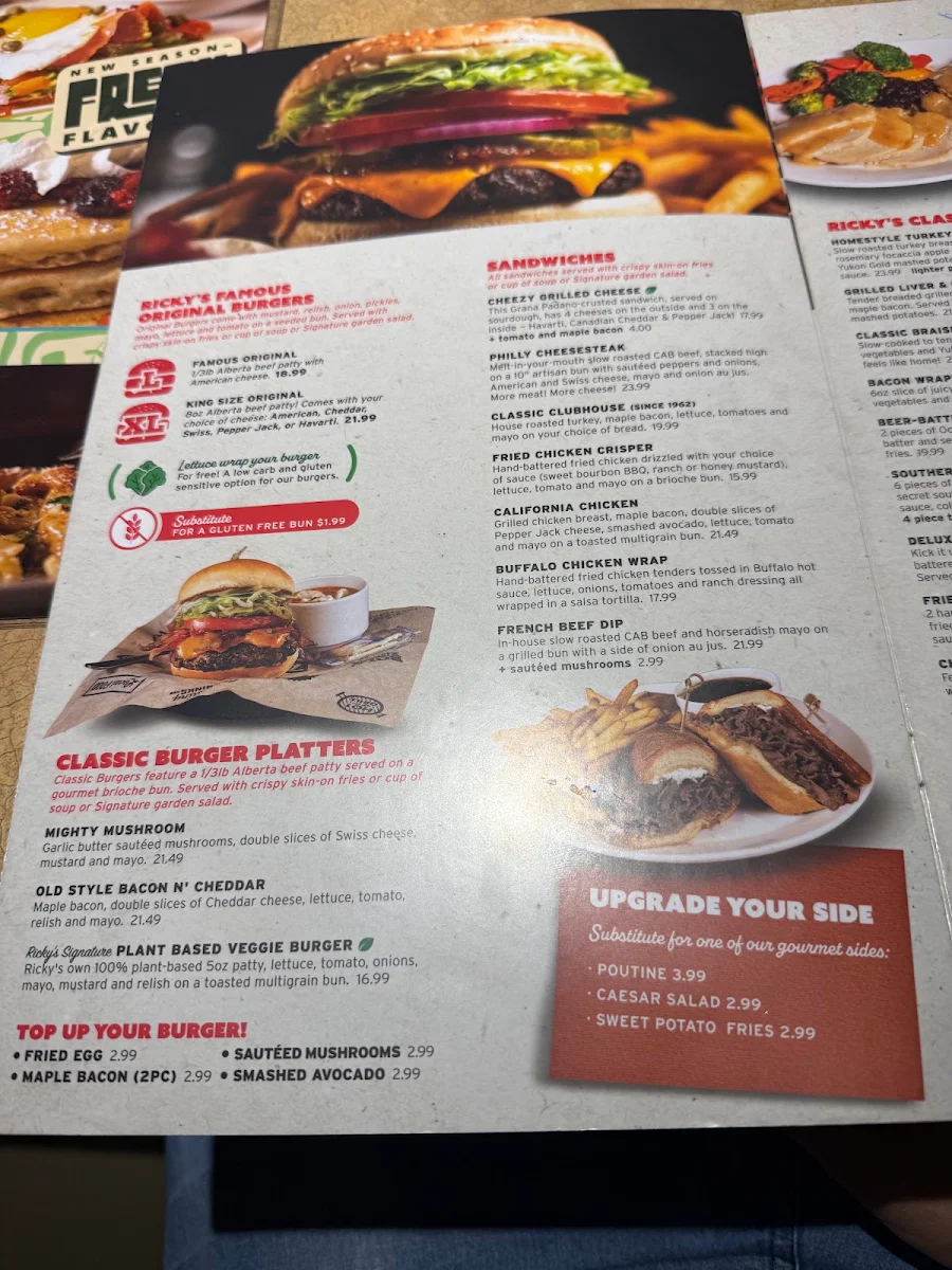 Menu, Ricky's Country - Schoolhouse