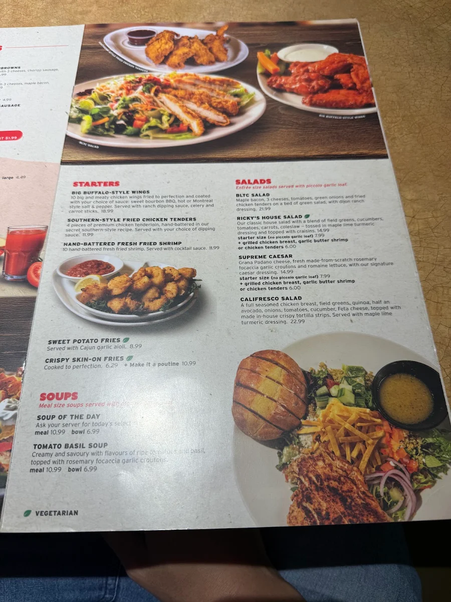 Menu, Ricky's Country - Schoolhouse