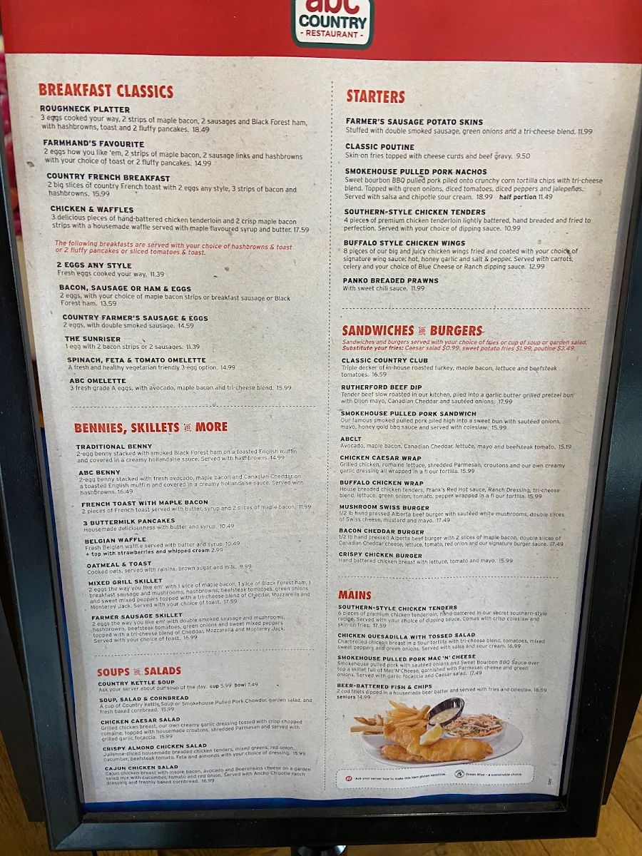 Menu, Ricky's Country - Schoolhouse