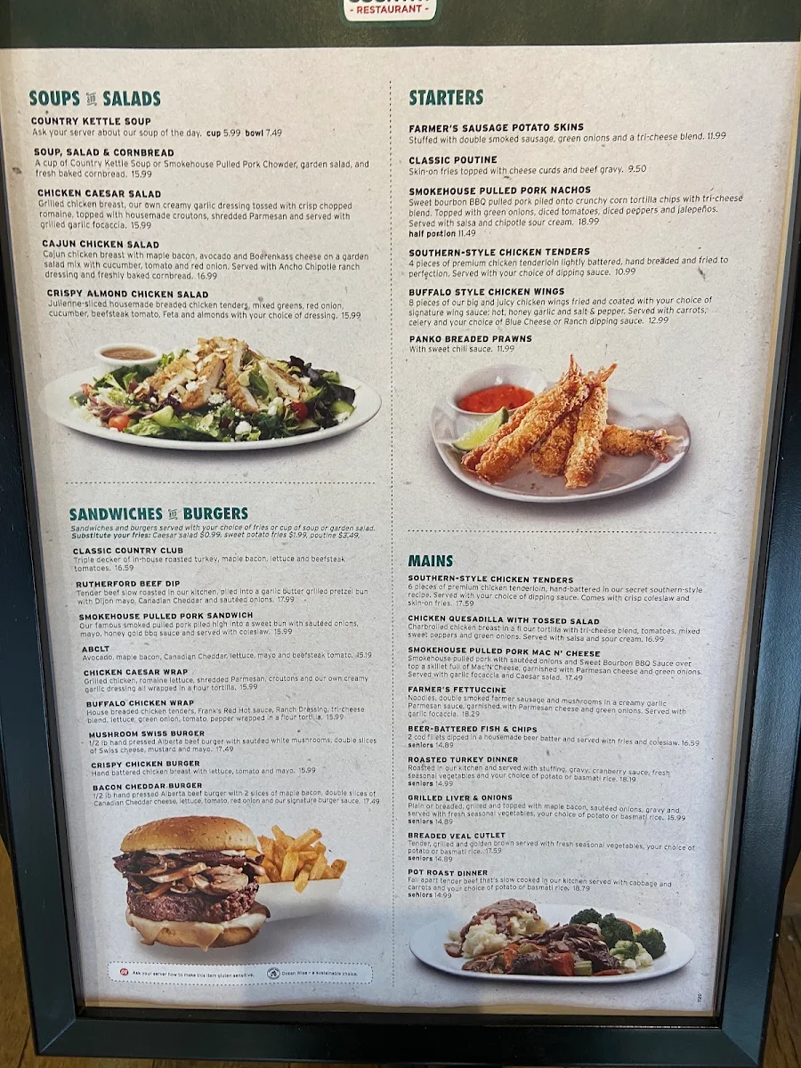 Menu, Ricky's Country - Schoolhouse