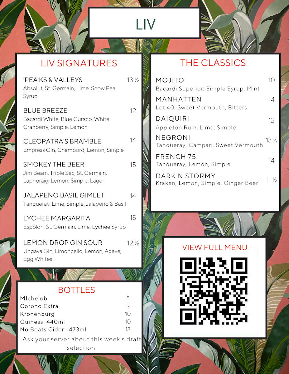 Menu, LIV