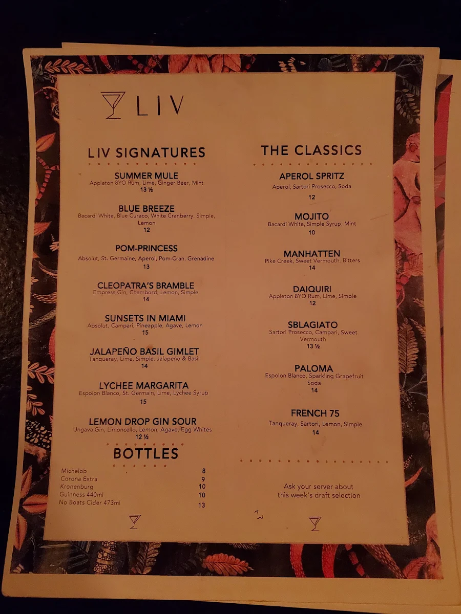 Menu, LIV