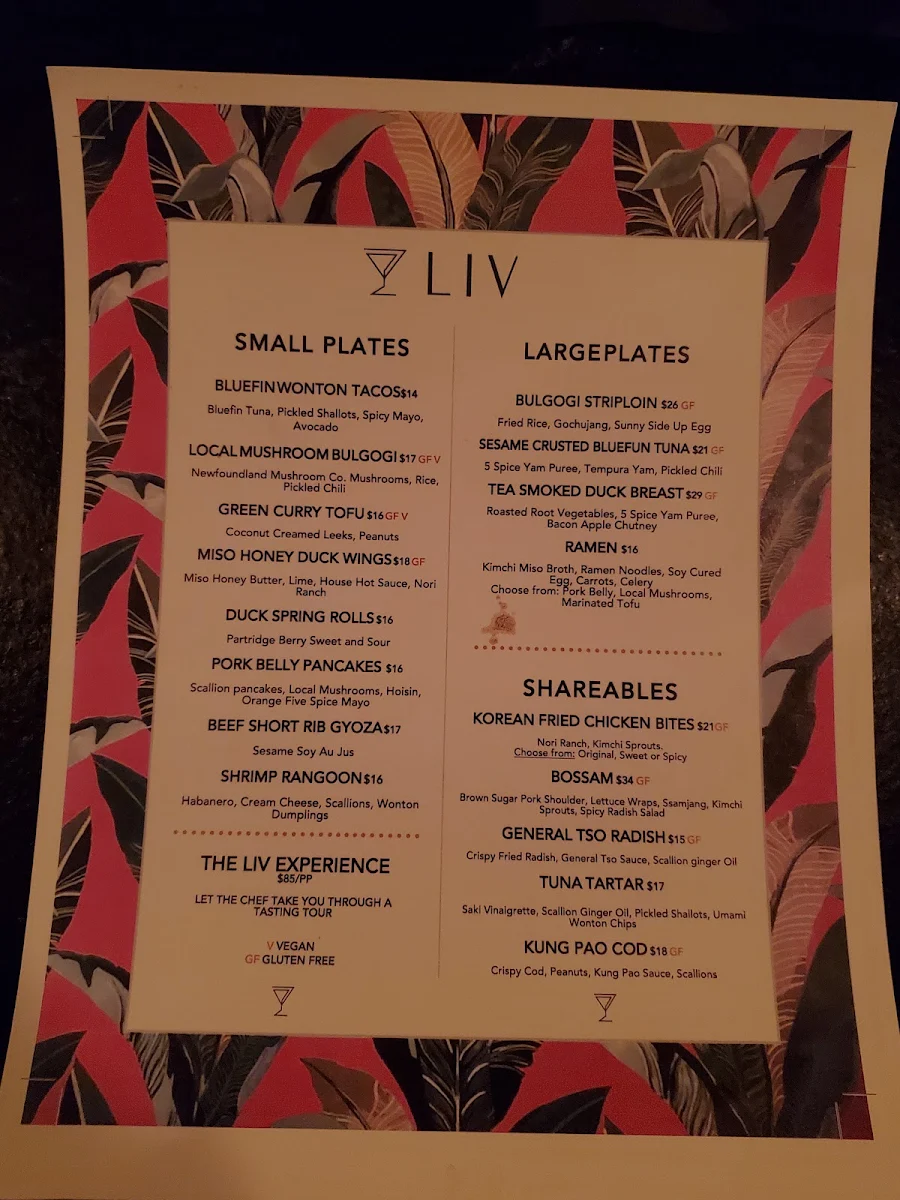 Menu, LIV