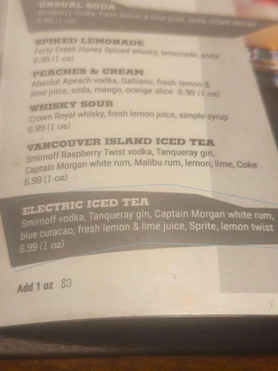 Menu, MR MIKES SteakhouseCasual