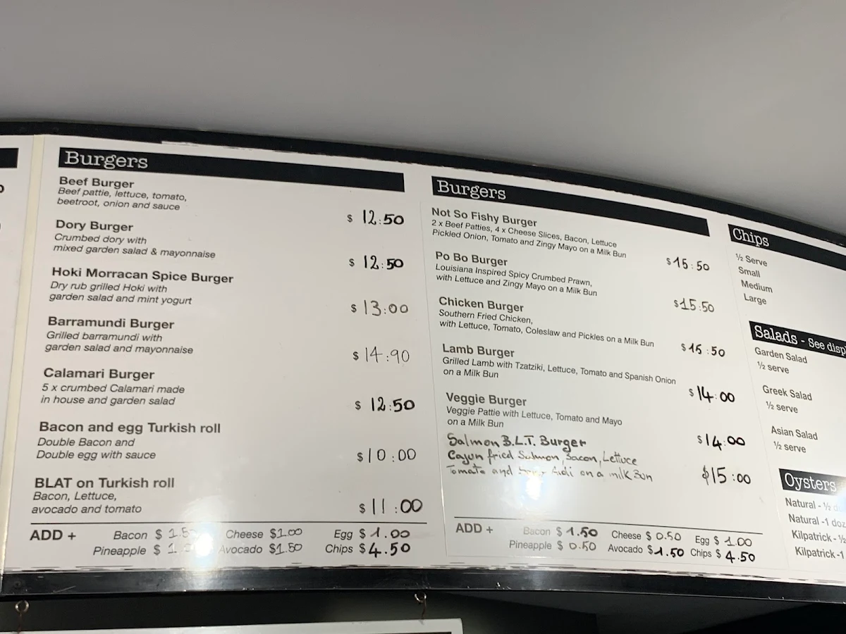 Menu, Fishy Fishy Seafood Restaurant