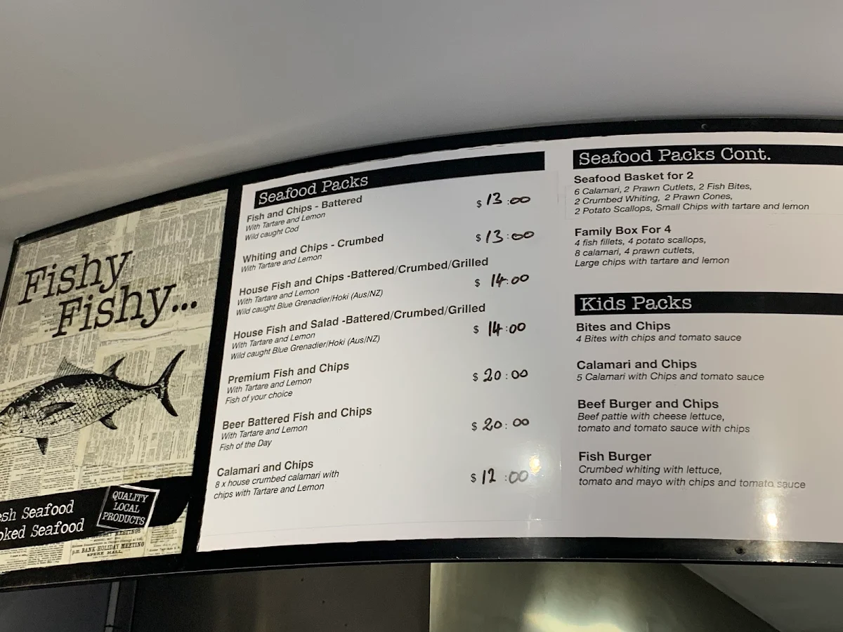 Menu, Fishy Fishy Seafood Restaurant