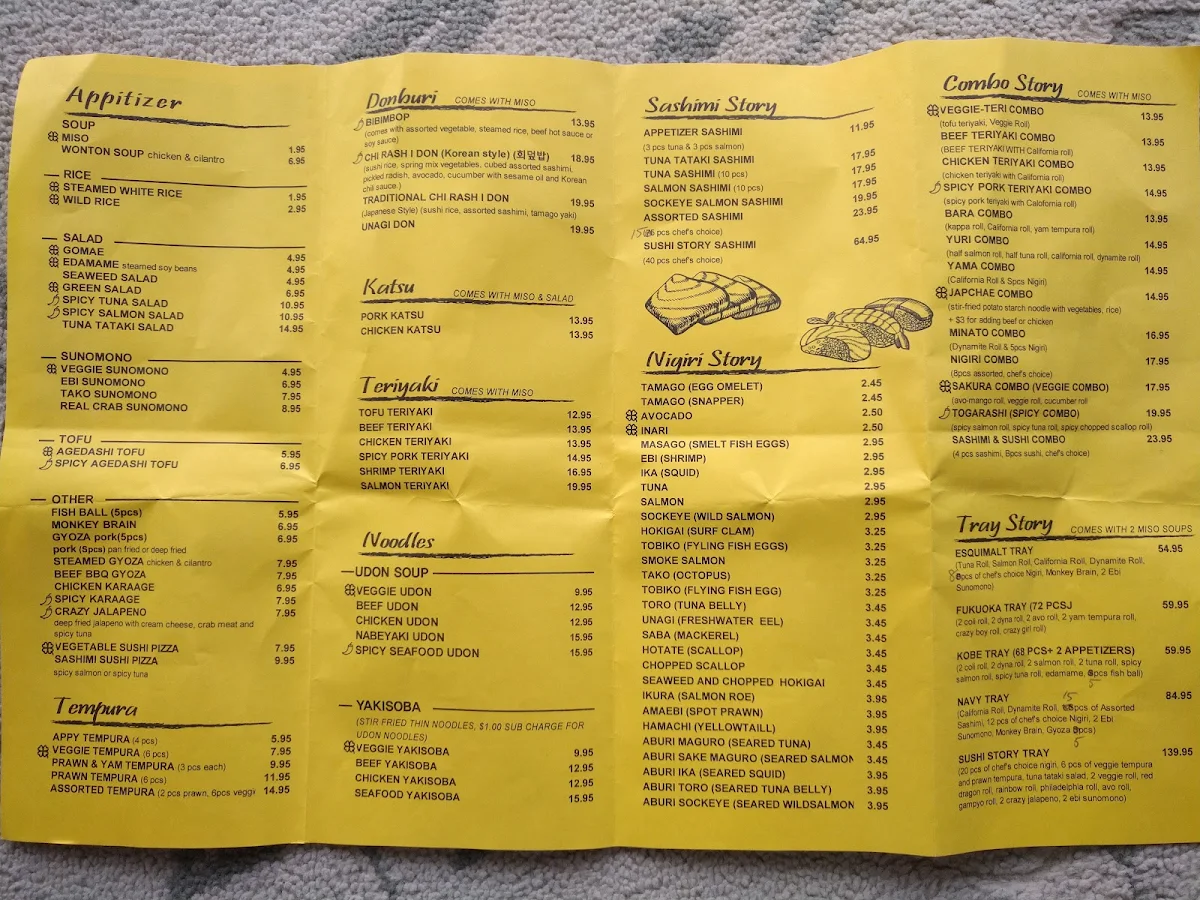 Menu, Sushi Story