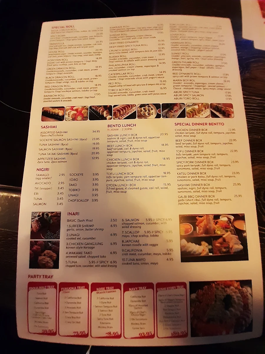Menu, Sushi Story