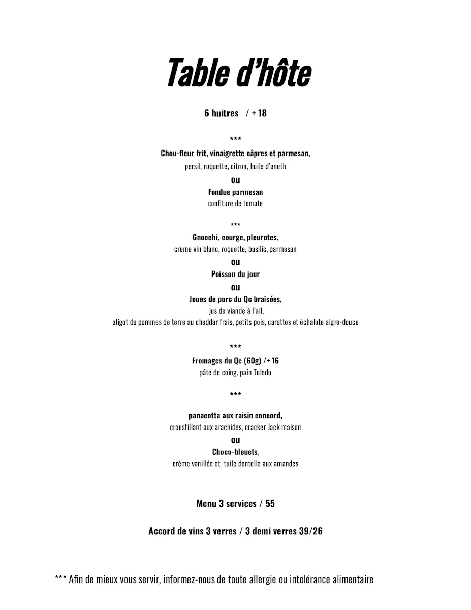 Menu, Rose Ross Restaurant