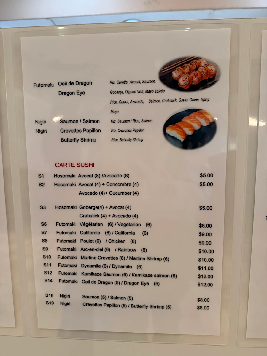 Menu, Restaurant Québérac Deli & Bar