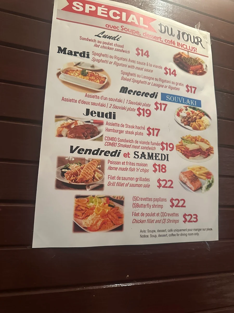 Menu, Restaurant Québérac Deli & Bar
