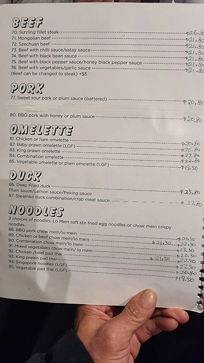 Menu, Jung Sarn Harbour