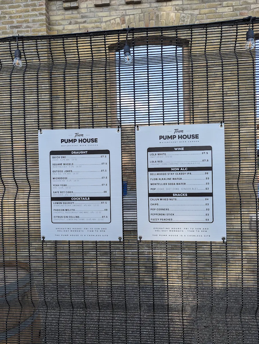 Menu, The Pump House