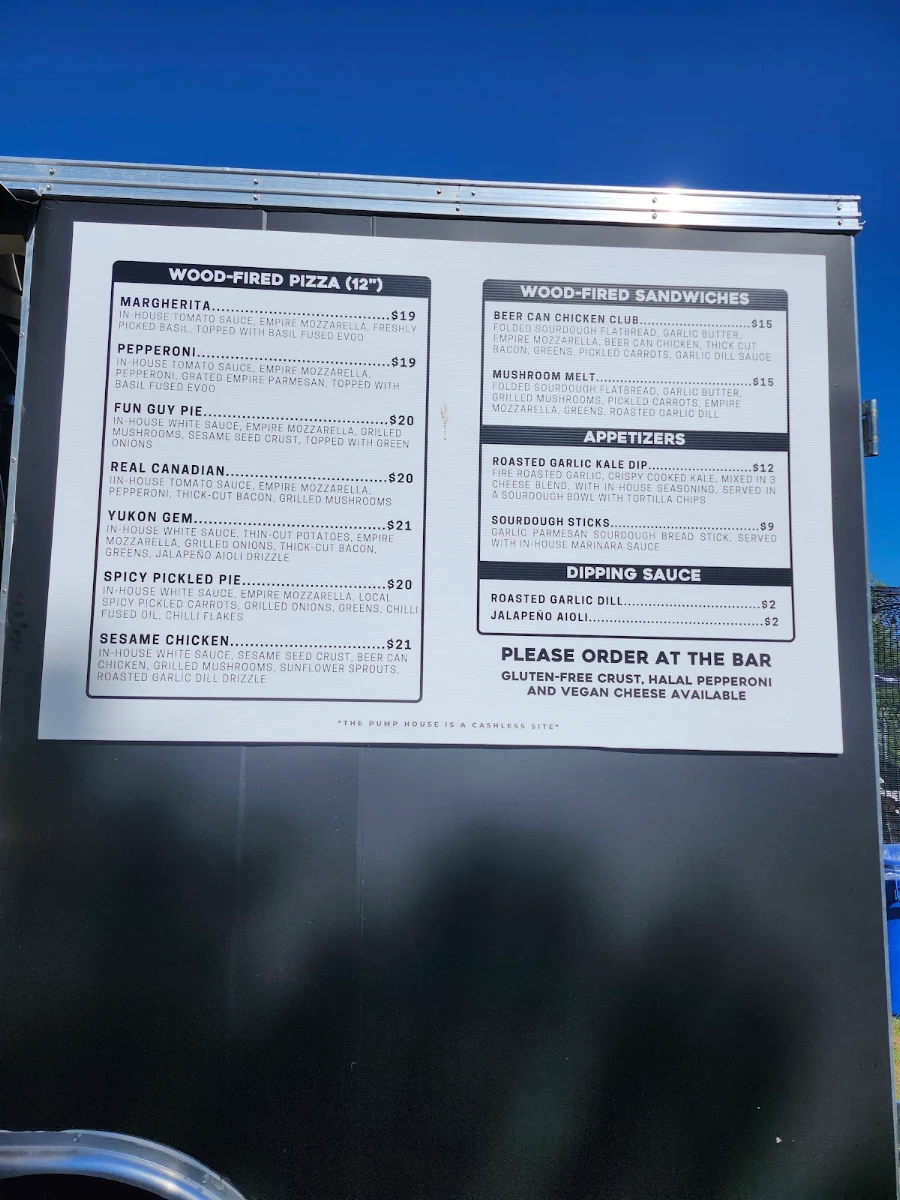 Menu, The Pump House