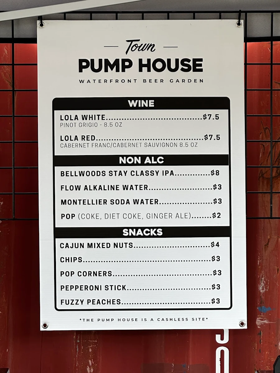 Menu, The Pump House