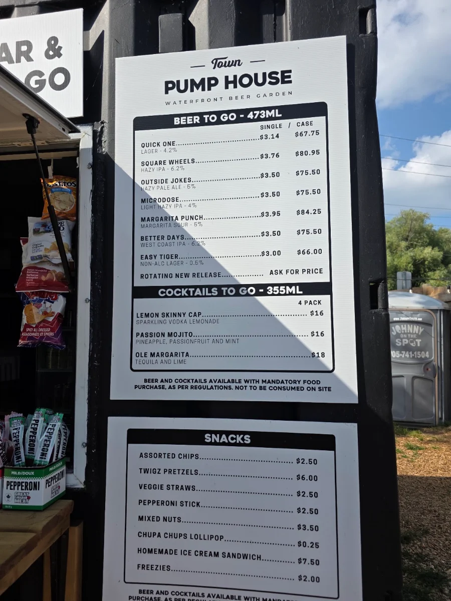 Menu, The Pump House