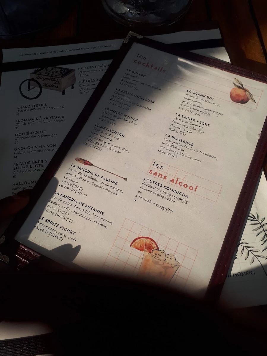 Menu, Le Boating Club