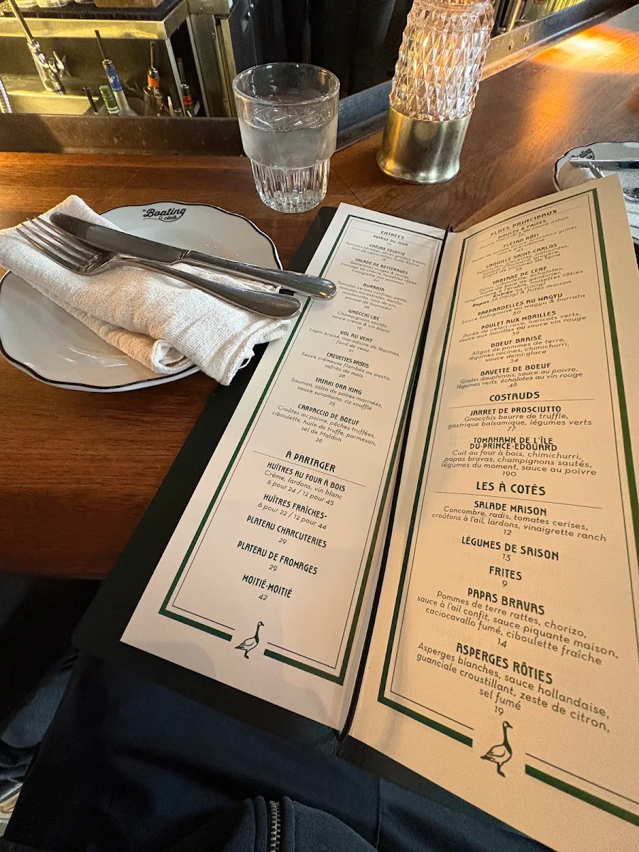 Menu, Le Boating Club