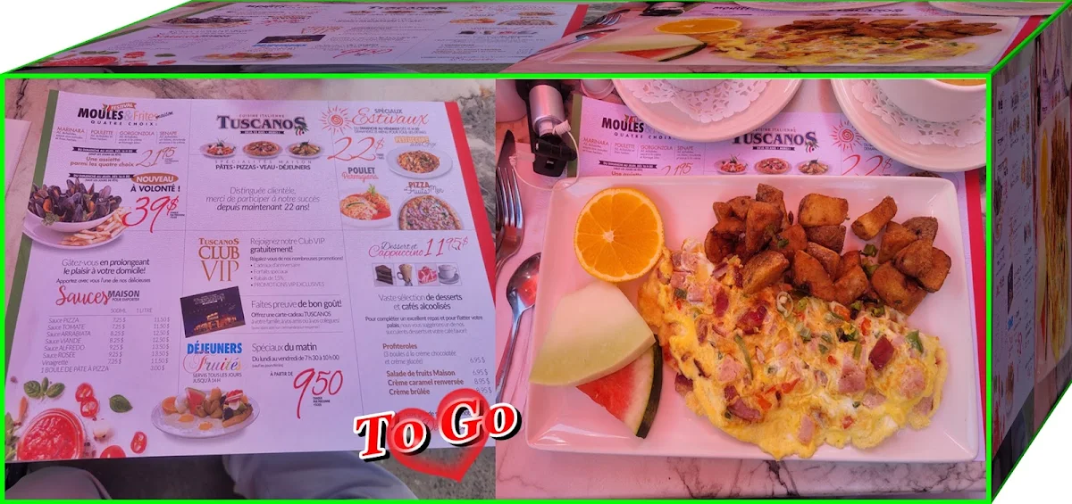 Menu, Restaurant Tuscanos