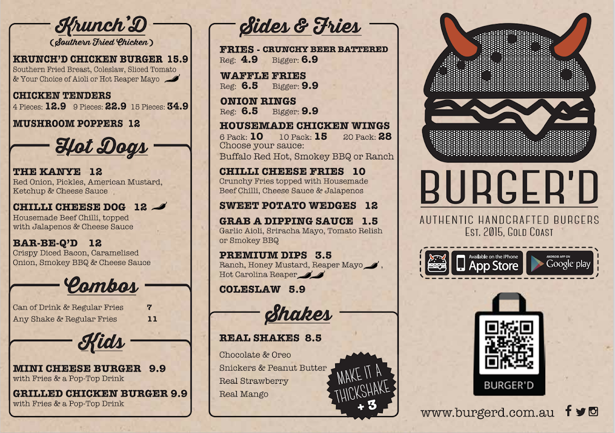 Menu, Burger'D Pallara