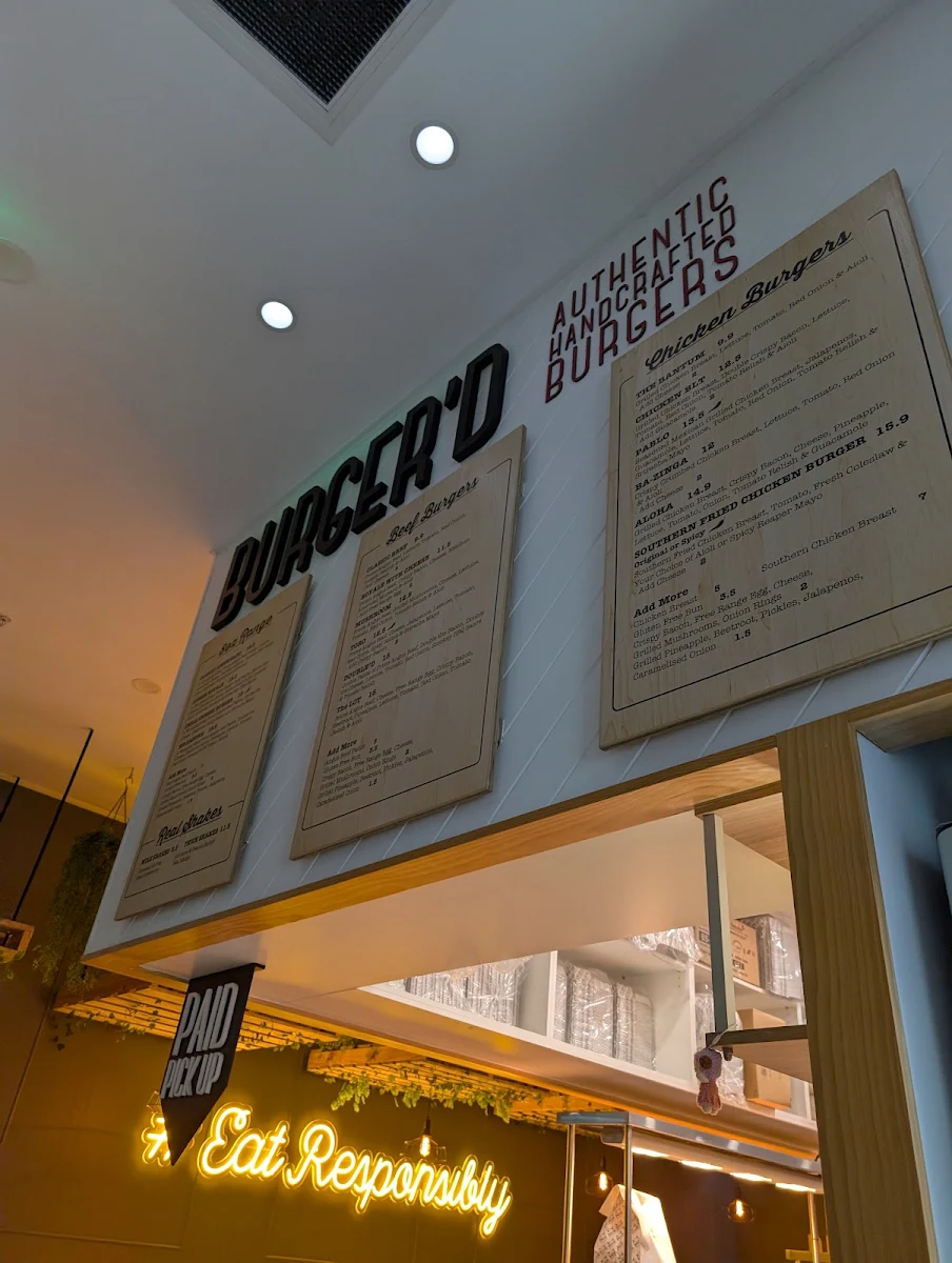Menu, Burger'D Pallara