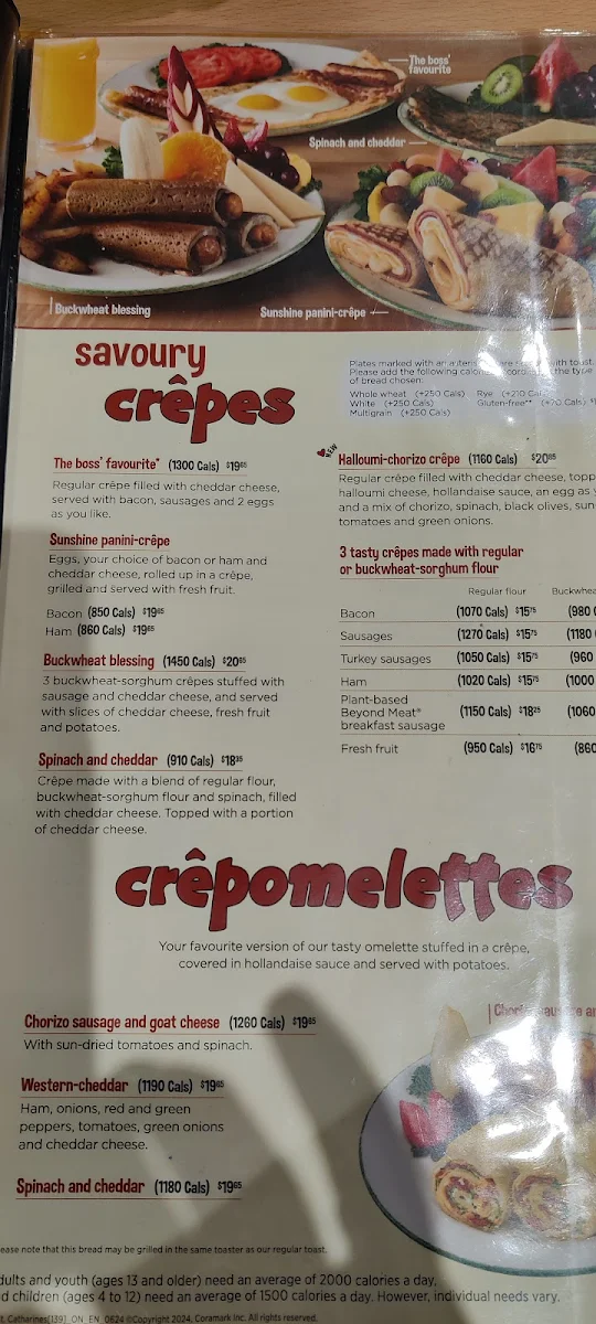 Menu, Cora Breakfast and Lunch