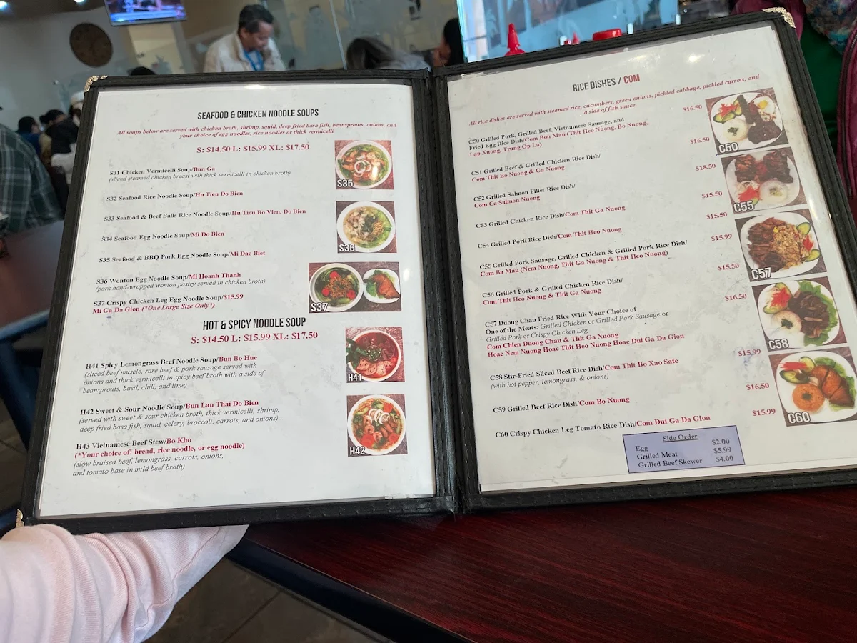Menu, Pho Windsor