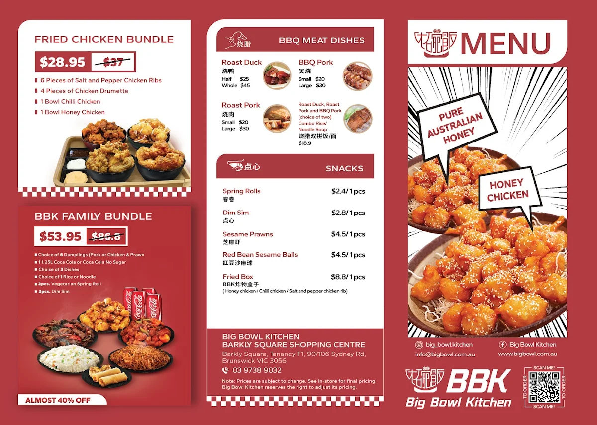 Menu, Big Bowl Kitchen Barkly Square