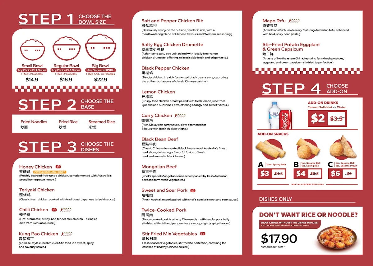 Menu, Big Bowl Kitchen Barkly Square