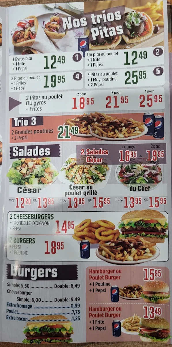 Menu, Pizza Deux Frères 2 pour 1