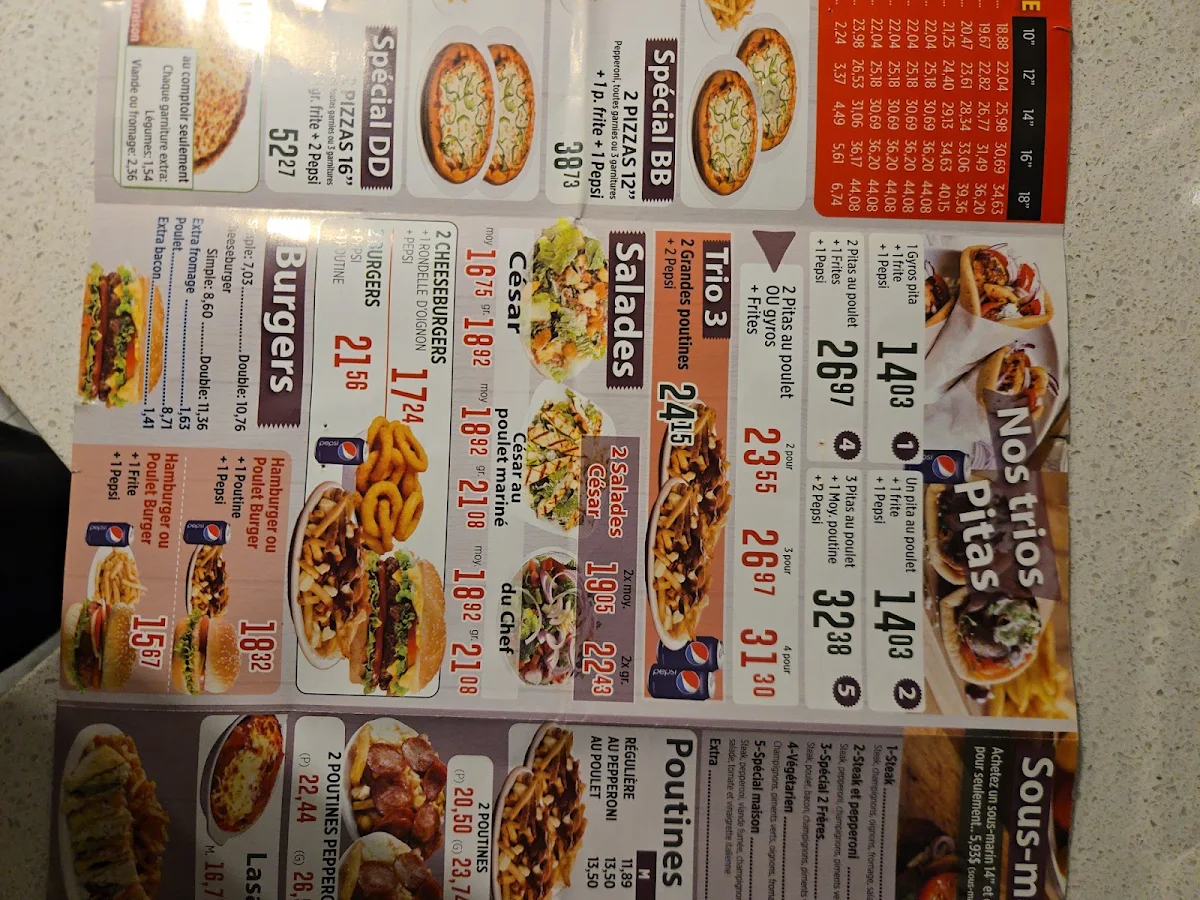 Menu, Pizza Deux Frères 2 pour 1