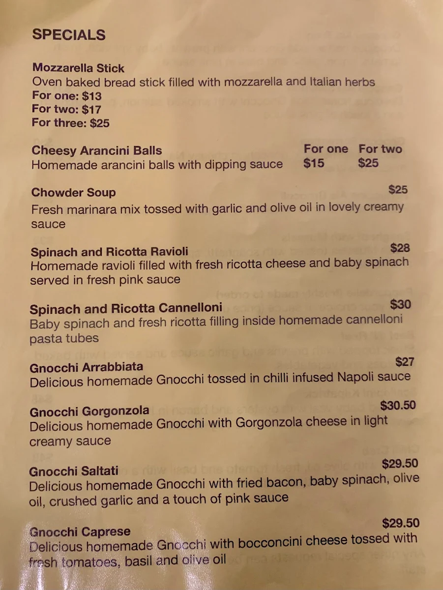 Menu, Tono on Borsari